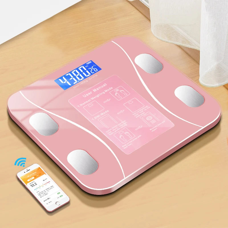Smart Wireless Digital Bathroom Scale Bluetooth Body Fat Composition Analyzer with Smartphone App - Body Weight Tester