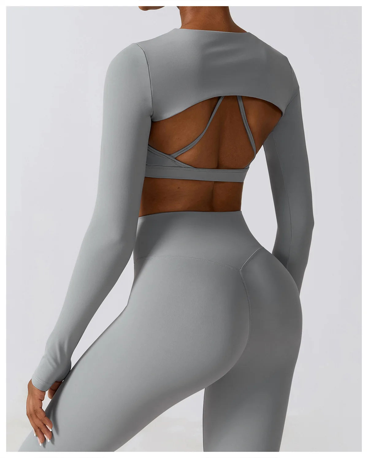 Women's Sportswear Yoga Set Seamless Fitness Bra Crop Top Long Sleeve Workout Clothes Athletic Wear Gym Legging for Running Fitness