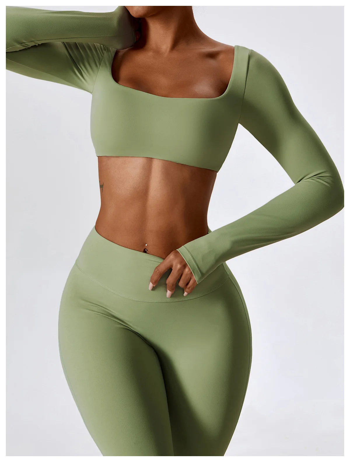 2PCS Women's Seamless Yoga Set Long Sleeve Athletic Legging & Crop Top Sportswear Workout Fitness Gym Sports Suit Winter Workout Clothes