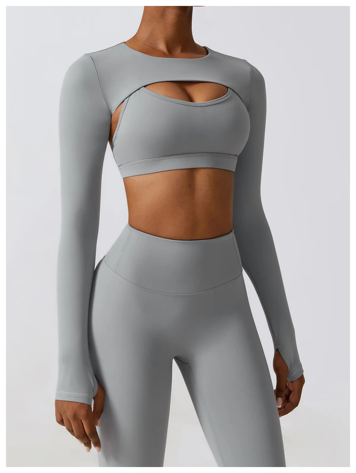 Women's Sportswear Yoga Set Seamless Fitness Bra Crop Top Long Sleeve Workout Clothes Athletic Wear Gym Legging for Running Fitness