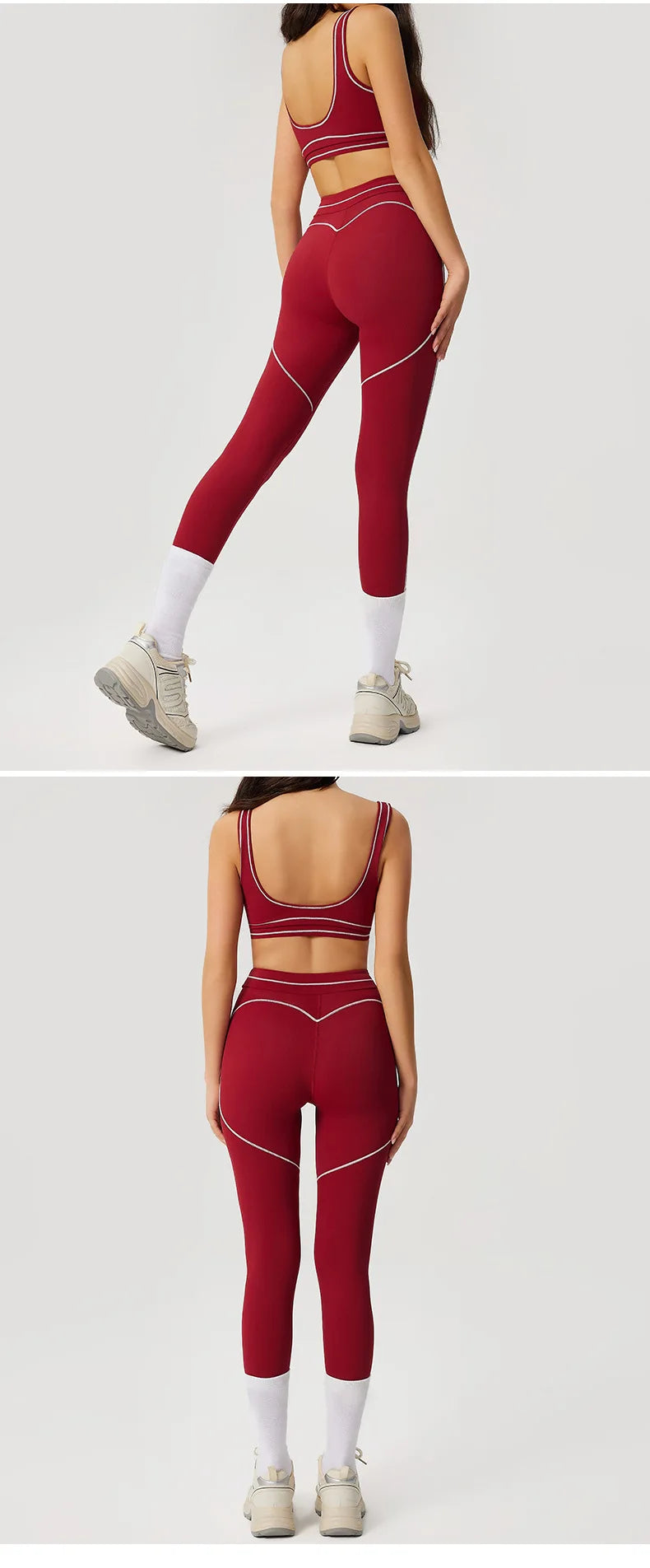 2pcs Women's Gym Sport Set Push up Yoga Pants Hollow Back High Waisted Leggings Fitness Bra Workout Quick Dry Breathable Sportswear