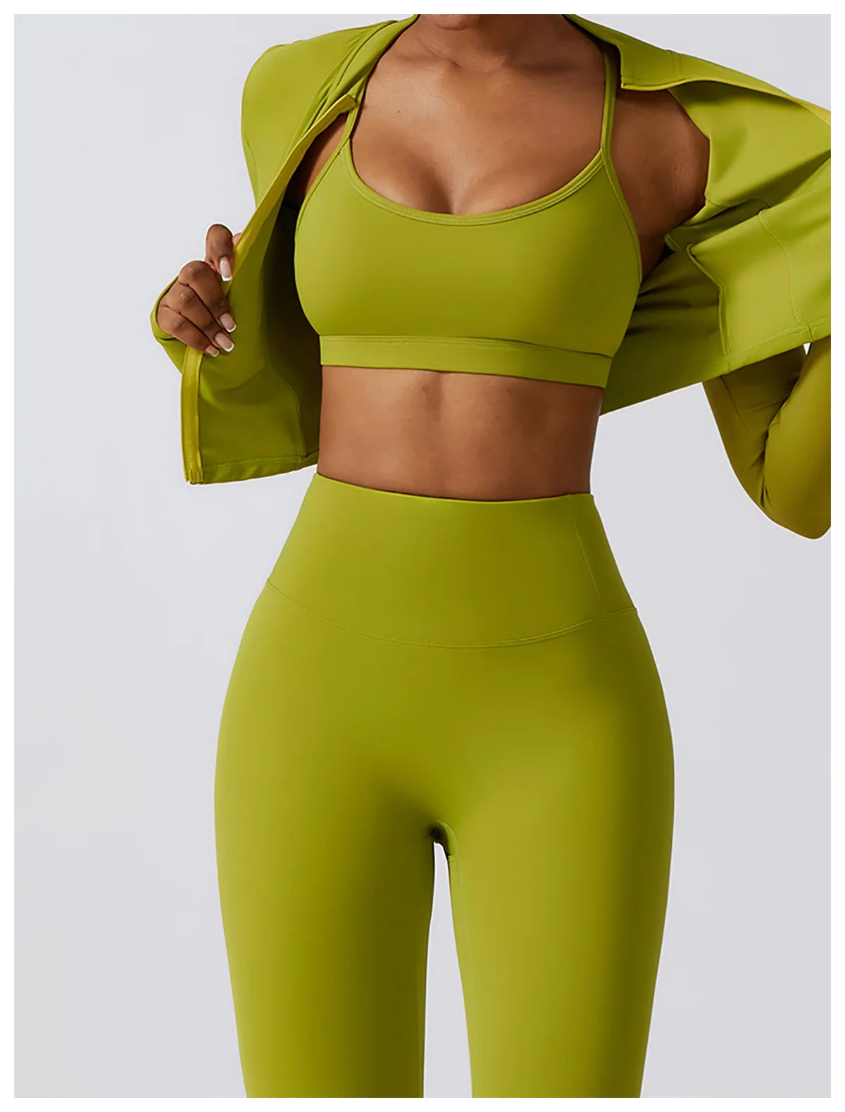 Women's Sportswear Yoga Set Seamless Fitness Bra Crop Top Long Sleeve Workout Clothes Athletic Wear Gym Legging for Running Fitness