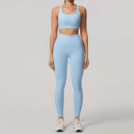 Summer Soften Yoga Set 2PCS Sports Suit for Women – Quick-Dry Fitness & Workout Activewear