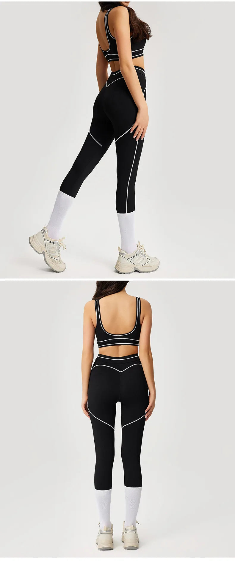 2pcs Women's Gym Sport Set Push up Yoga Pants Hollow Back High Waisted Leggings Fitness Bra Workout Quick Dry Breathable Sportswear