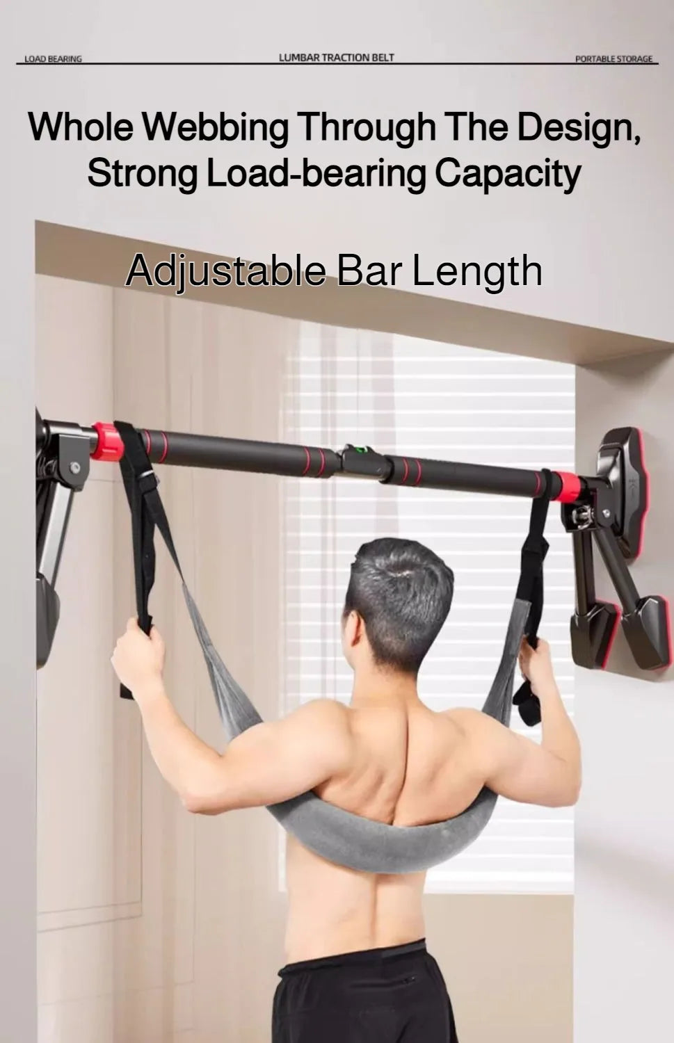 Lumbar Suspension Belt Household Spinal Stretch Horizontal Bar Traction Belt Soothing Waist Support for Back Pain Relief