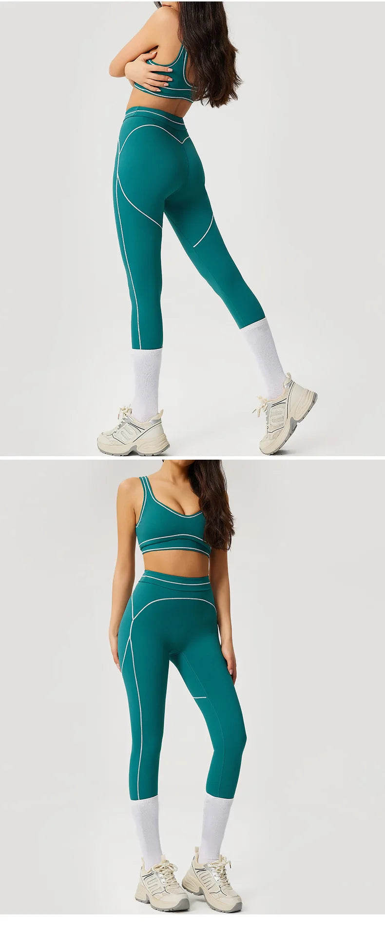 2pcs Women's Gym Sport Set Push up Yoga Pants Hollow Back High Waisted Leggings Fitness Bra Workout Quick Dry Breathable Sportswear
