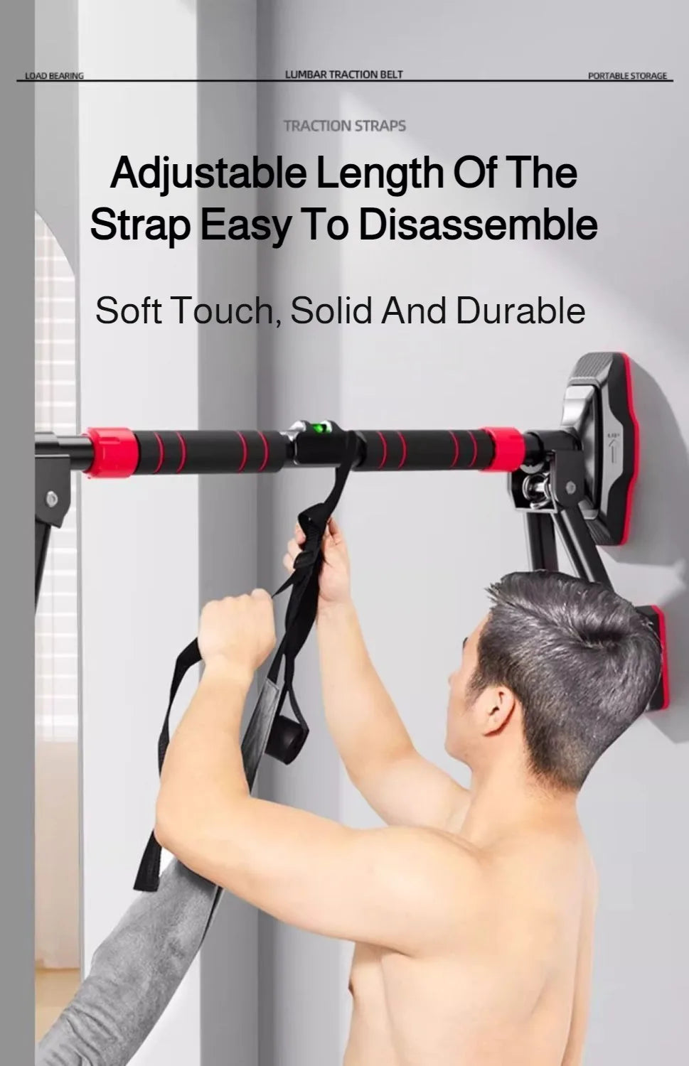 Lumbar Suspension Belt Household Spinal Stretch Horizontal Bar Traction Belt Soothing Waist Support for Back Pain Relief