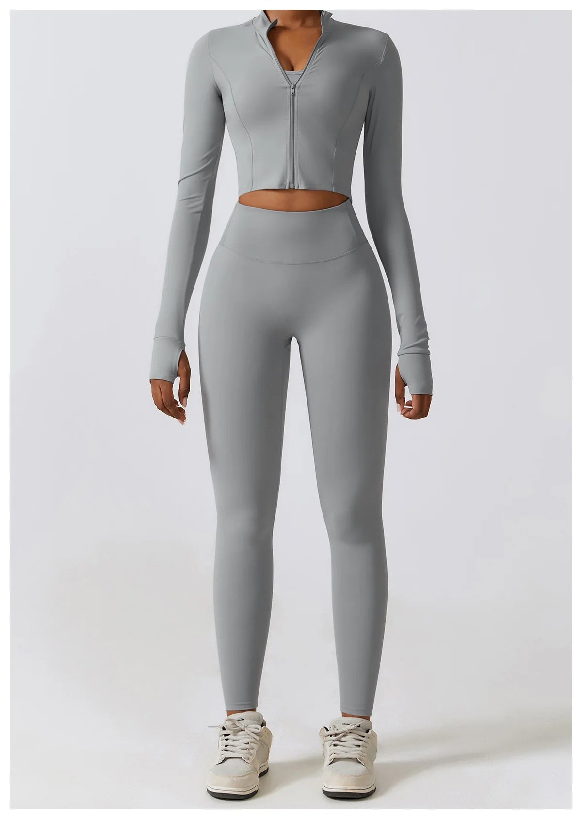 Women's Sportswear Yoga Set Seamless Fitness Bra Crop Top Long Sleeve Workout Clothes Athletic Wear Gym Legging for Running Fitness