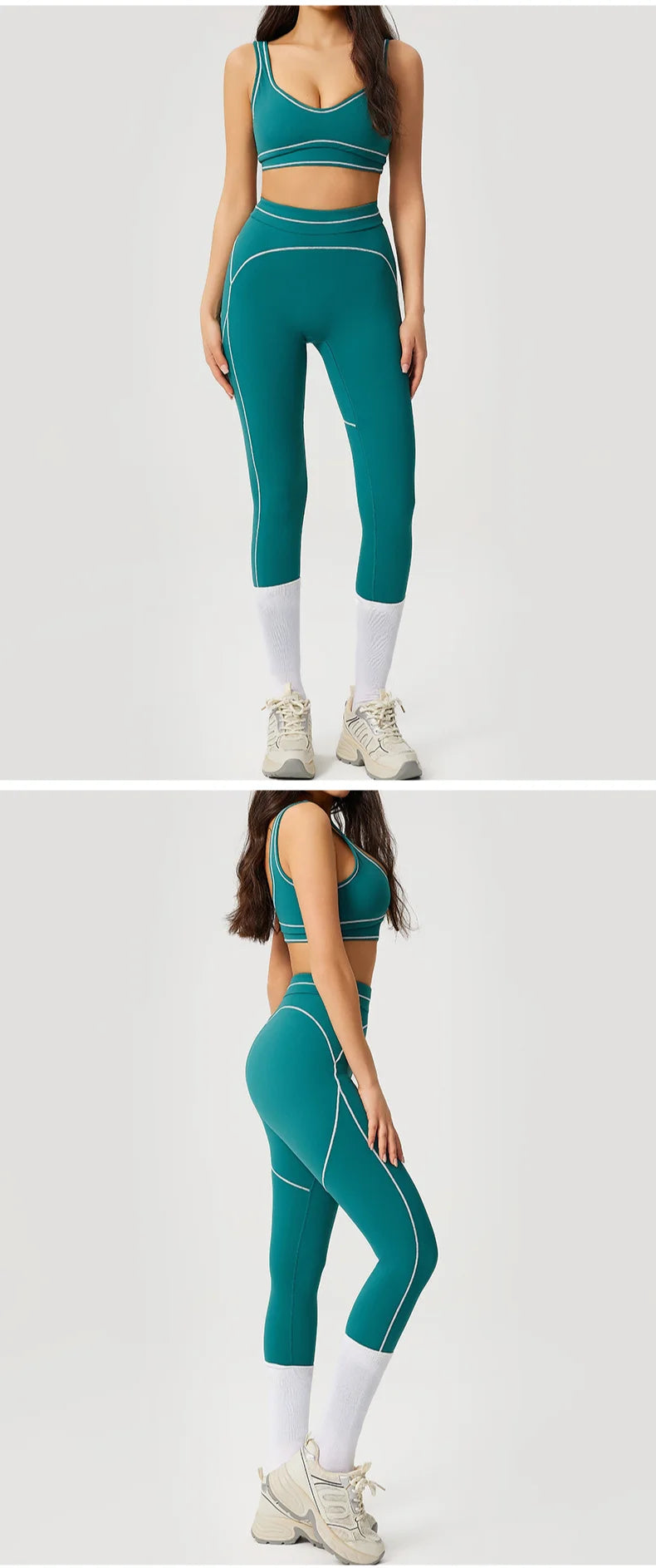2pcs Women's Gym Sport Set Push up Yoga Pants Hollow Back High Waisted Leggings Fitness Bra Workout Quick Dry Breathable Sportswear