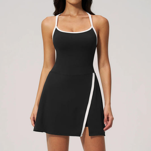 Women's Yoga Jumpsuit Set Anti-Glare One-Piece Ballet Dance Sports Dress Gym Rompers Push-Up Running Tennis Fitness Outfit