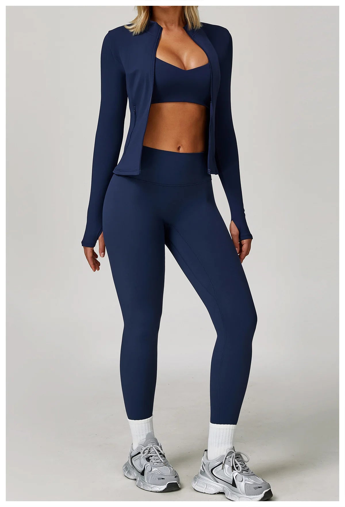 Women's Yoga Sports Set 2/3PCS Gym Workout Tracksuit Long Sleeve Sports Bra Athletic Wear Running Fitness Clothing