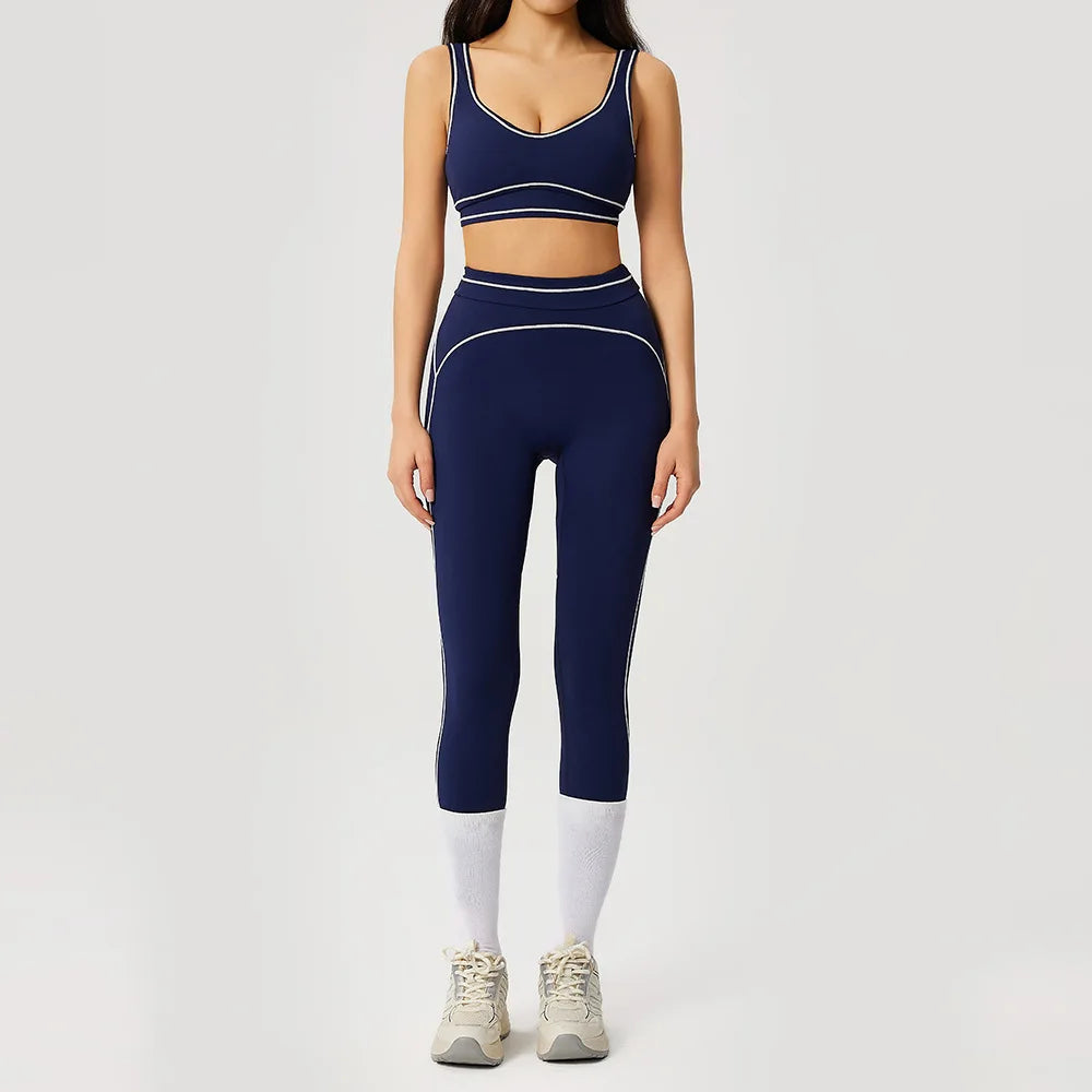 2pcs Women's Gym Sport Set Push up Yoga Pants Hollow Back High Waisted Leggings Fitness Bra Workout Quick Dry Breathable Sportswear