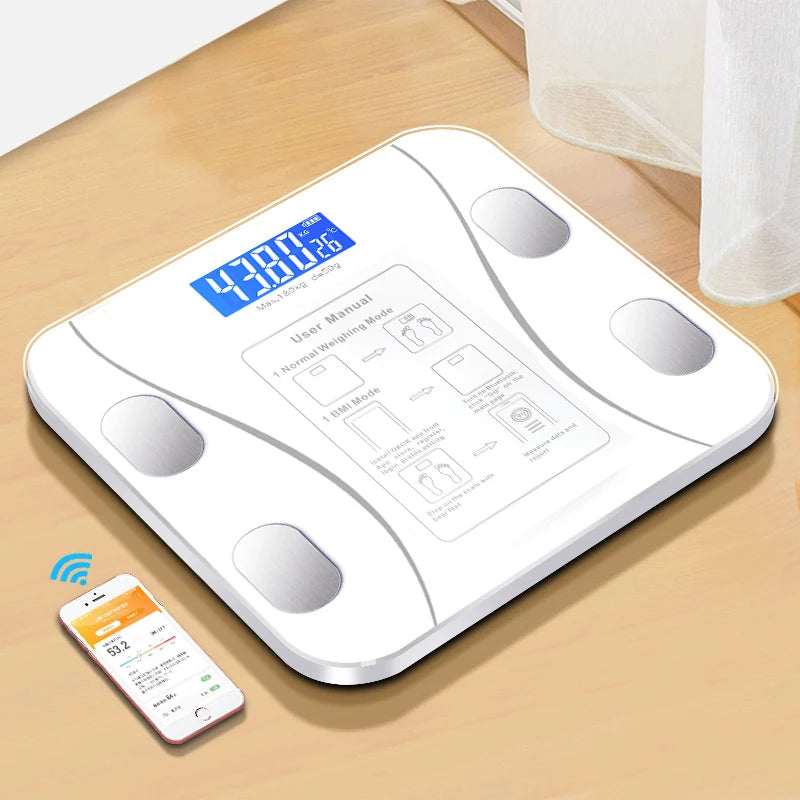 Smart Wireless Digital Bathroom Scale Bluetooth Body Fat Composition Analyzer with Smartphone App - Body Weight Tester