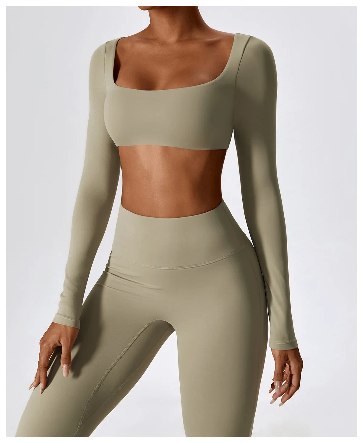 2PCS Women's Seamless Yoga Set Long Sleeve Athletic Legging & Crop Top Sportswear Workout Fitness Gym Sports Suit Winter Workout Clothes