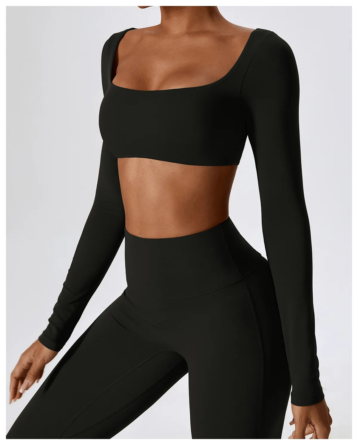 2PCS Women's Seamless Yoga Set Long Sleeve Athletic Legging & Crop Top Sportswear Workout Fitness Gym Sports Suit Winter Workout Clothes