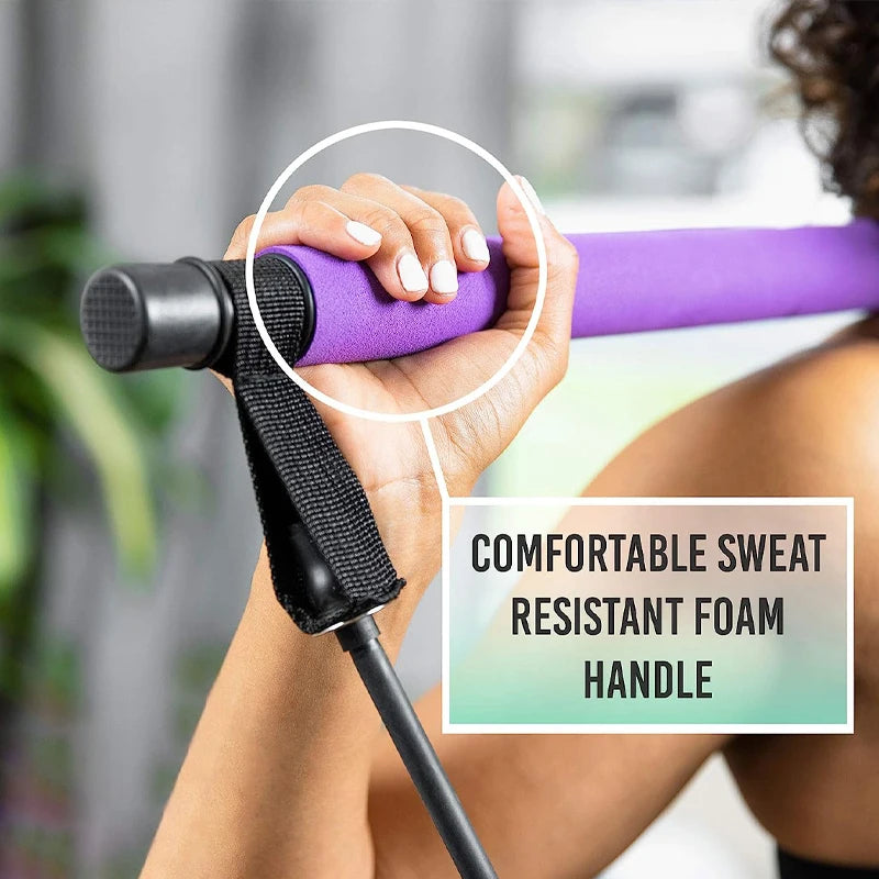Multifunctional Pilates Bar Kit – Fitness Bar with Resistance Bands for Full Body Home Workouts