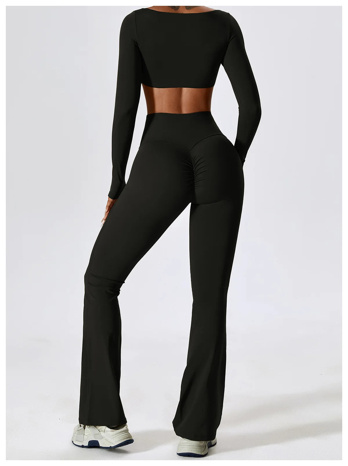 2PCS Women's Seamless Yoga Set Long Sleeve Athletic Legging & Crop Top Sportswear Workout Fitness Gym Sports Suit Winter Workout Clothes