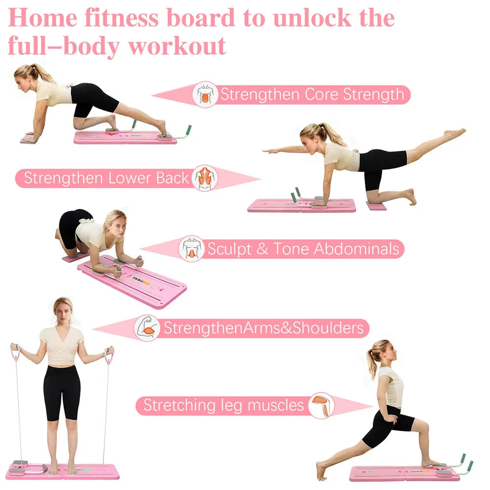 Multifunctional Foldable Abdominal Board Pilates Push up Plate Reformer Fitness Core Workout Equipment for Body Training