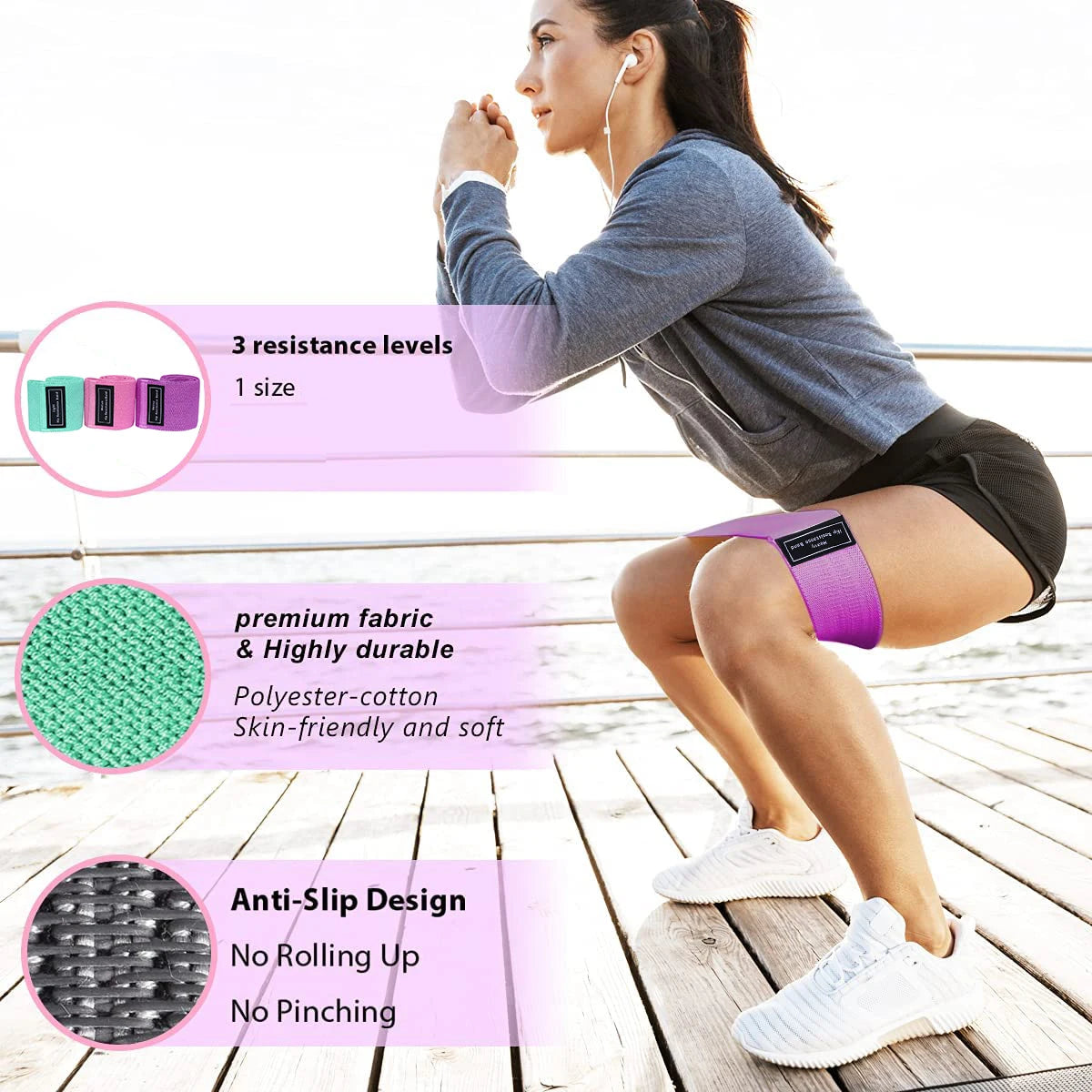 Elastic Glute Thigh Resistance Bands Fabric Booty Squat Circle Stretch Yoga Gym Equipment Hip Fitness Strips Loops Unisex