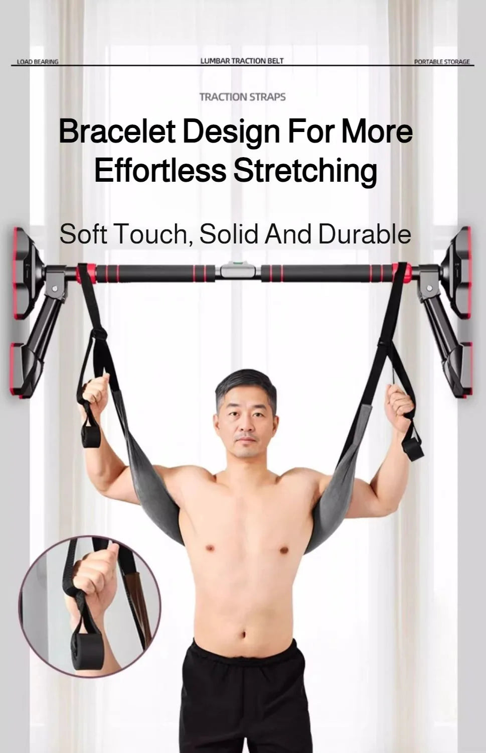 Lumbar Suspension Belt Household Spinal Stretch Horizontal Bar Traction Belt Soothing Waist Support for Back Pain Relief