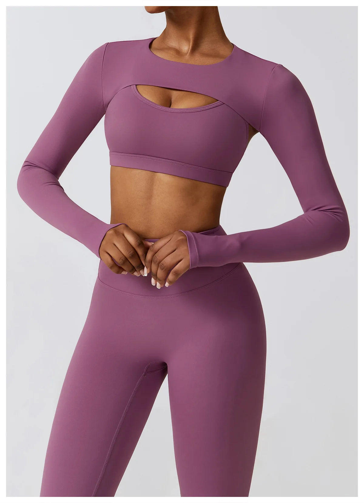 Women's Sportswear Yoga Set Seamless Fitness Bra Crop Top Long Sleeve Workout Clothes Athletic Wear Gym Legging for Running Fitness