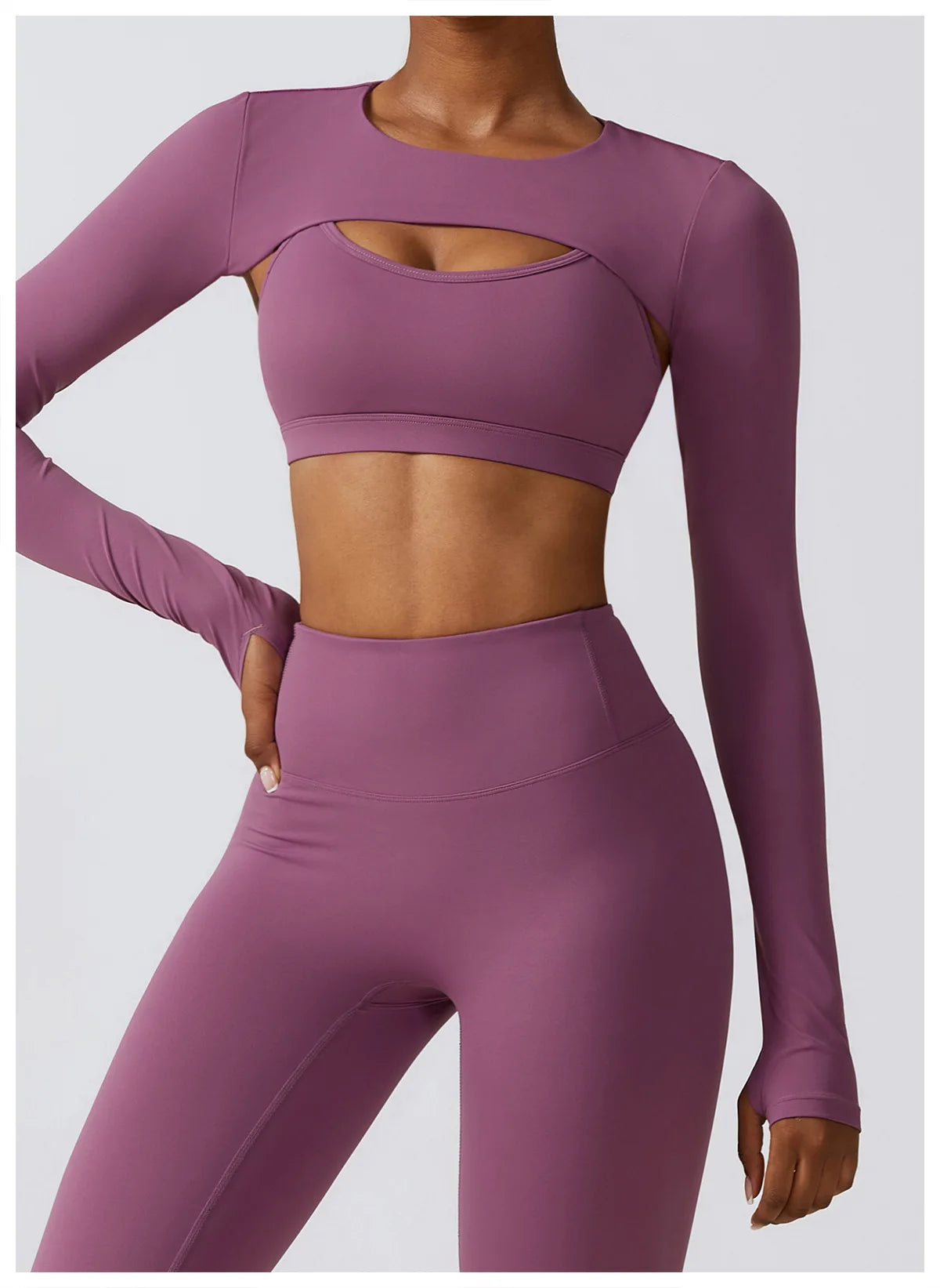 Women's Sportswear Yoga Set Seamless Fitness Bra Crop Top Long Sleeve Workout Clothes Athletic Wear Gym Legging for Running Fitness